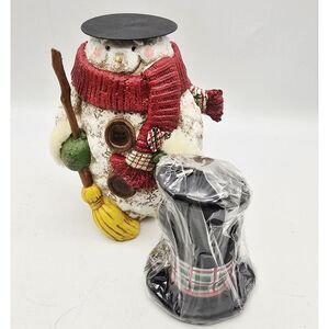 Midwest Of Cannon Falls Resin Snowman Top Hat Candle Holder New RARE VTG
